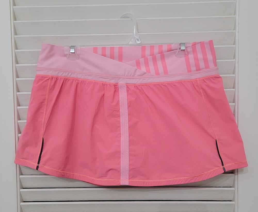 Lululemon Run:Athletica W's 10 Pop Orange Pace Skirt Running Skirt W/Shorts